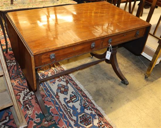 A Regency mahogany sofa table, stamped W. Buckland inside right handside drawer. c.1825, W.100cm, D.61cm, H.71cm